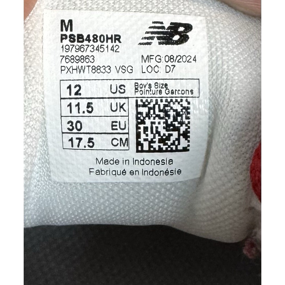 New Balance 480  Kids Sz 12 Shoes Red White Athletic Low Top Sneaker - Picture 3 of 11